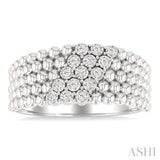 1/10 Ctw Bold Ball Bead and Slanted Single Cut Diamond Fashion Ring in Sterling Silver