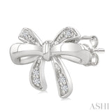 1/20 Ctw Bow Single Cut Diamond Fashion Earrings in Sterling Silver