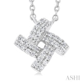 1/8 Ctw Petite Pinwheel Round Cut Diamond Fashion Pendant With Chain in 10K White Gold