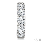 4 Ctw Round Cut Diamond Hoop Earrings in 14K White gold