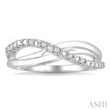 1/20 Ctw Split Criss Cross Single Cut Diamond Fashion Ring in Sterling Silver