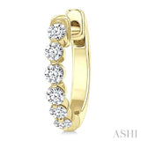 1/2 Ctw Prong Set Round Cut Diamond Hoop Earrings in 14K Yellow gold