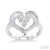 1/50 Ctw Round Cut Diamond Heart Ring in Sterling Silver