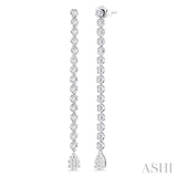 1 1/4 Ctw Lovebright Pear Shape Dangle Tip Round Cut Diamond Fashion Long Earrings in 14K White Gold