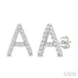 1/10 Ctw Initial'A' Single Cut Diamond Earrings in 10K White Gold