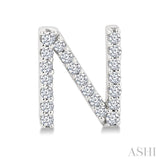 1/8 Ctw Initial 'N' Single Cut Diamond Earrings in 10K White Gold