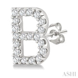 1/8 Ctw Initial 'B' Single Cut Diamond Earrings in 10K White Gold