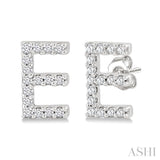 1/10 Ctw Initial 'E' Single Cut Diamond Earrings in 10K White Gold
