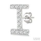 1/10 Ctw Initial 'I' Single Cut Diamond Earrings in 10K White Gold