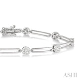 1 1/5 Ctw Lovebright Round Cut Diamond Paperclip Link Bracelet in 14K White Gold