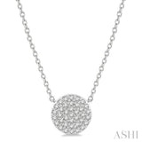 1/6 Ctw Disc Round Cut Diamond Petite Pendant With Chain in 10K White Gold