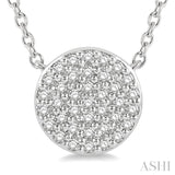 1/6 Ctw Disc Round Cut Diamond Petite Pendant With Chain in 10K White Gold