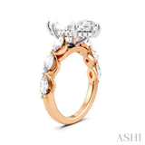 1 Ctw Marquise Shape Marquise and Round Cut Diamond Semi-Mount Engagement Ring in 14K Rose and White Gold