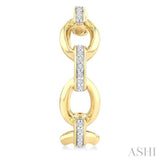1/10 Ctw Bold Open Window Oval Shaped Round Cut Diamond Fashion Hoop Earring in 10K Yellow Gold