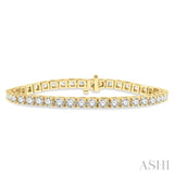 8 Ctw Square Shape Round Cut Diamond Tennis Bracelet in 14K Yellow gold