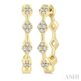 1/6 Ctw Geometric Shape Round Cut Diamond Fashion Hoop Earring in 10K Yellow Gold