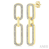 1/10 Ctw Bold Paperclip Round Cut Diamond Fashion Earring in Yellow Gold Vermeil