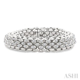 1 1/4 Ctw Bold Weave Round Cut Diamond Fashion Bracelet in 14K White Gold