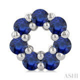 2.25MM Round Cut Sapphire Precious Circle Shared Prong Fashion Stud earrings in 10K White Gold