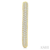 1 Ctw 3-Row Pave Set Round Cut Diamond Fashion Hoop Earring in 14K Yellow Gold
