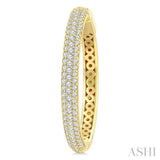 1 Ctw 3-Row Pave Set Round Cut Diamond Fashion Hoop Earring in 14K Yellow Gold