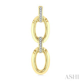 1/10 Ctw Bold Oval Link Round Cut Diamond Fashion Earring in Yellow Gold Vermeil