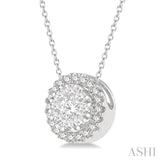 1/3 Ctw Lovebright Round Cut Diamond Pendant With Chain in 14K White Gold