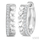 1/10 Ctw Petite Heart Shape Round Cut Diamond Fashion Huggies Earrings in 10K White Gold