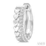 1/10 Ctw Petite Heart Shape Round Cut Diamond Fashion Huggies Earrings in 10K White Gold