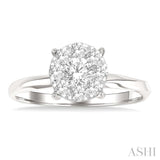 5/8 Ctw Circular Shape Lovebright Round Cut Diamond Engagement Ring in 14K White Gold