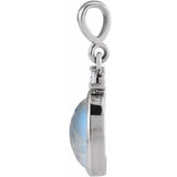 14K White Gold 8x6 mm Natural Rainbow Moonstone & .03 CT Natural Diamond Pendant