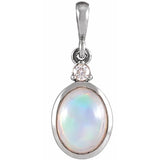 Platinum 8x6 mm Natural Ethiopian Opal & .03 CT Natural Diamond Pendant