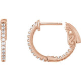 14K Rose Gold 1/3 CTW Natural Diamond Inside-Outside 15.5 mm Hinged Hoop Earrings