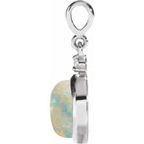 Platinum 6 mm Natural White Opal & .03 CT Natural Diamond Pendant