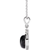 Sterling Silver 6 mm Natural Black Onyx & .03 CT Natural Diamond Cabochon 16-18" Necklace