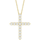 14K Yellow Gold 3/4 CTW Lab-Grown Diamond Cross 16-18" Necklace