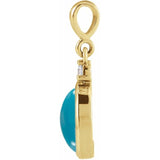 14K Yellow Gold 9x7 mm Natural Turquoise & .03 CT Natural Diamond Cabochon Pendant