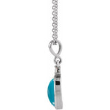 Sterling Silver 9x7 mm Natural Turquoise & .03 CT Natural Diamond 16-18" Necklace