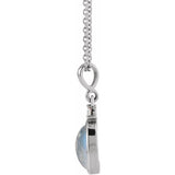 Platinum 10x8 mm Natural Rainbow Moonstone & .03 CT Natural Diamond 16-18" Necklace