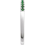 Sterling Silver Lab-Grown Emerald Stackable Ring
