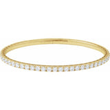 14K Yellow Gold 5 CTW Natural Diamond Flexible Bangle 7" Bracelet