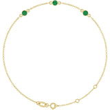 14K Yellow Gold Natural Emerald Bezel-Set 3-Stone 6 1/2-7 1/2" Bracelet