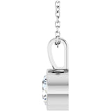 Platinum 3/4 CT Natural Diamond Bezel-Set Solitaire 16-18" Necklace