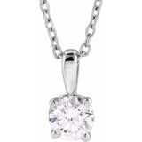 14K White Gold 1/2 CT Natural Diamond 18" Necklace
