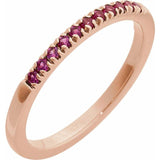 10K Rose Gold Natural Ruby Stackable Ring