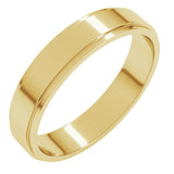 14K Yellow Gold 4 mm Stepped-Edge Flat Band Size 9