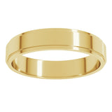 14K Yellow Gold 4 mm Stepped-Edge Flat Band Size 9