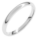 Platinum 2 mm Lightweight Comfort-Fit Half Round Band Size 7.5