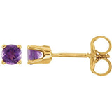 14K Yellow Gold Imitation Amethyst Youth Earrings