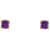 14K Yellow Gold Imitation Amethyst Youth Earrings